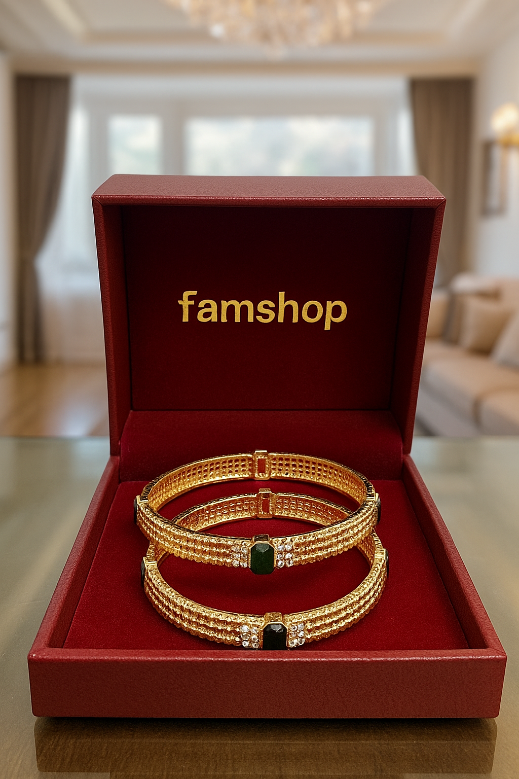 Bangles with Black, Green, and blue Stone Detailing – FamShop