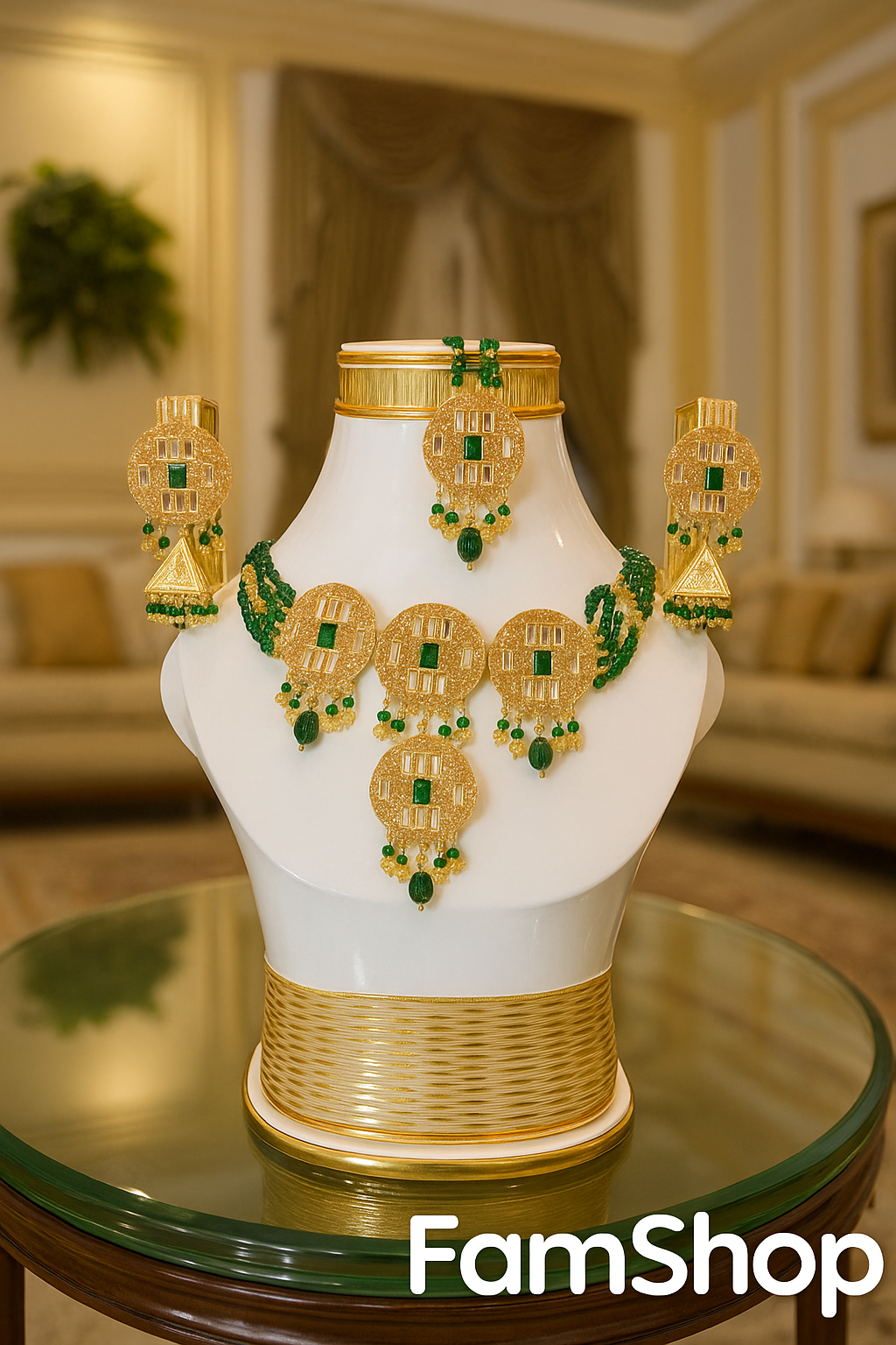Gold & Green Heritage Bridal Jewelry Set