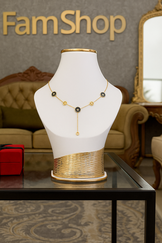FamShop Black & Gold Charm Necklace – Minimal Artificial Jewelry
