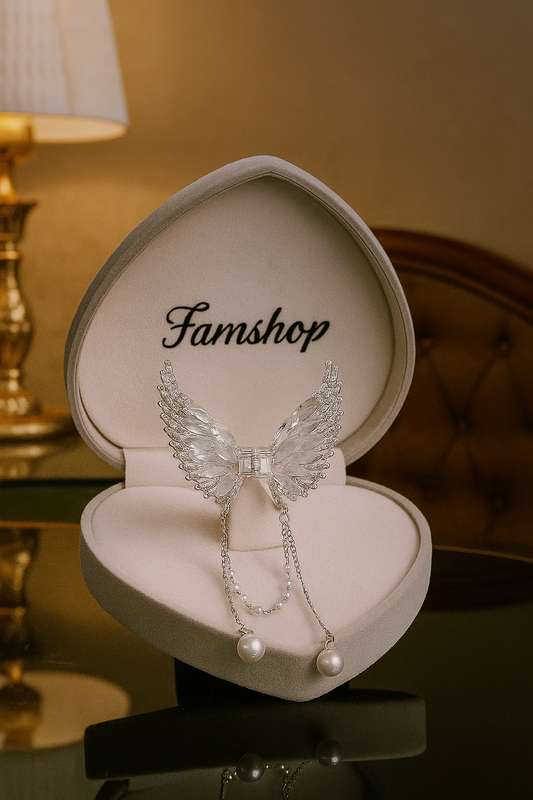 Elegant Angel Wings Hair Catcher with Pearl Chains – FamShop Exclusive